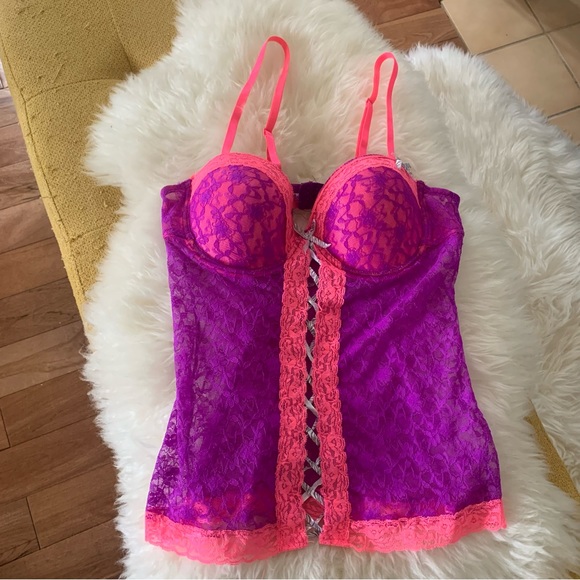 Native Intimates Pink & Purple Lace Lingerie Bra Top - Picture 11 of 11